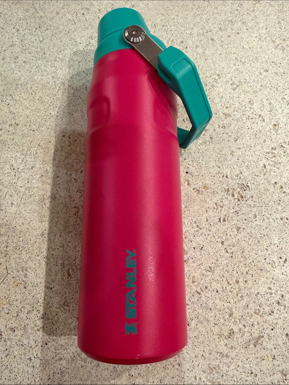 Stanley Bright Pink Bottle with Teal Handle 24 ounces
